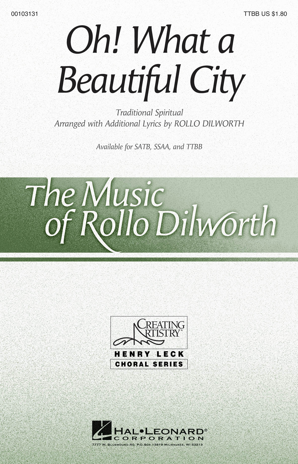 Oh! What a Beautiful City: Lower Voices a Cappella: Vocal Score