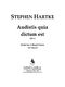 Stephen Hartke: Audistis Quia Dictum Est:: Chamber Ensemble: Score