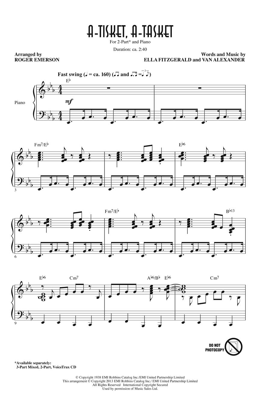 Ella Fitzgerald: A-Tisket  A-Tasket: Mixed Choir a Cappella: Vocal Score
