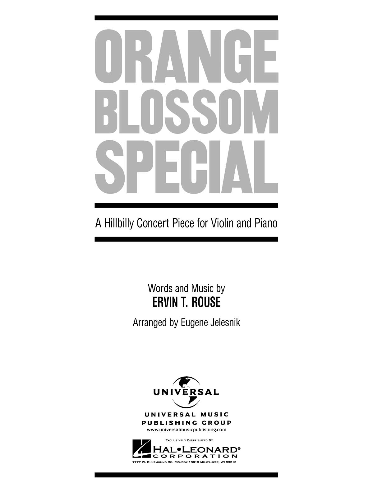 Johnny Cash: Orange Blossom Special: Violin and Accomp.: Instrumental Work