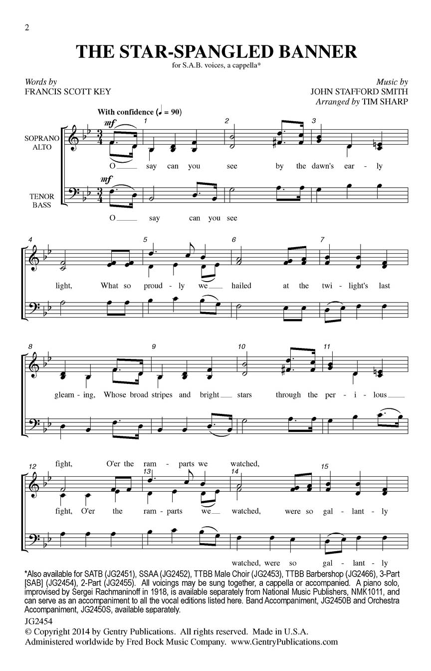 John Stafford Smith: The Star-Spangled Banner: Mixed Choir a Cappella: Vocal
