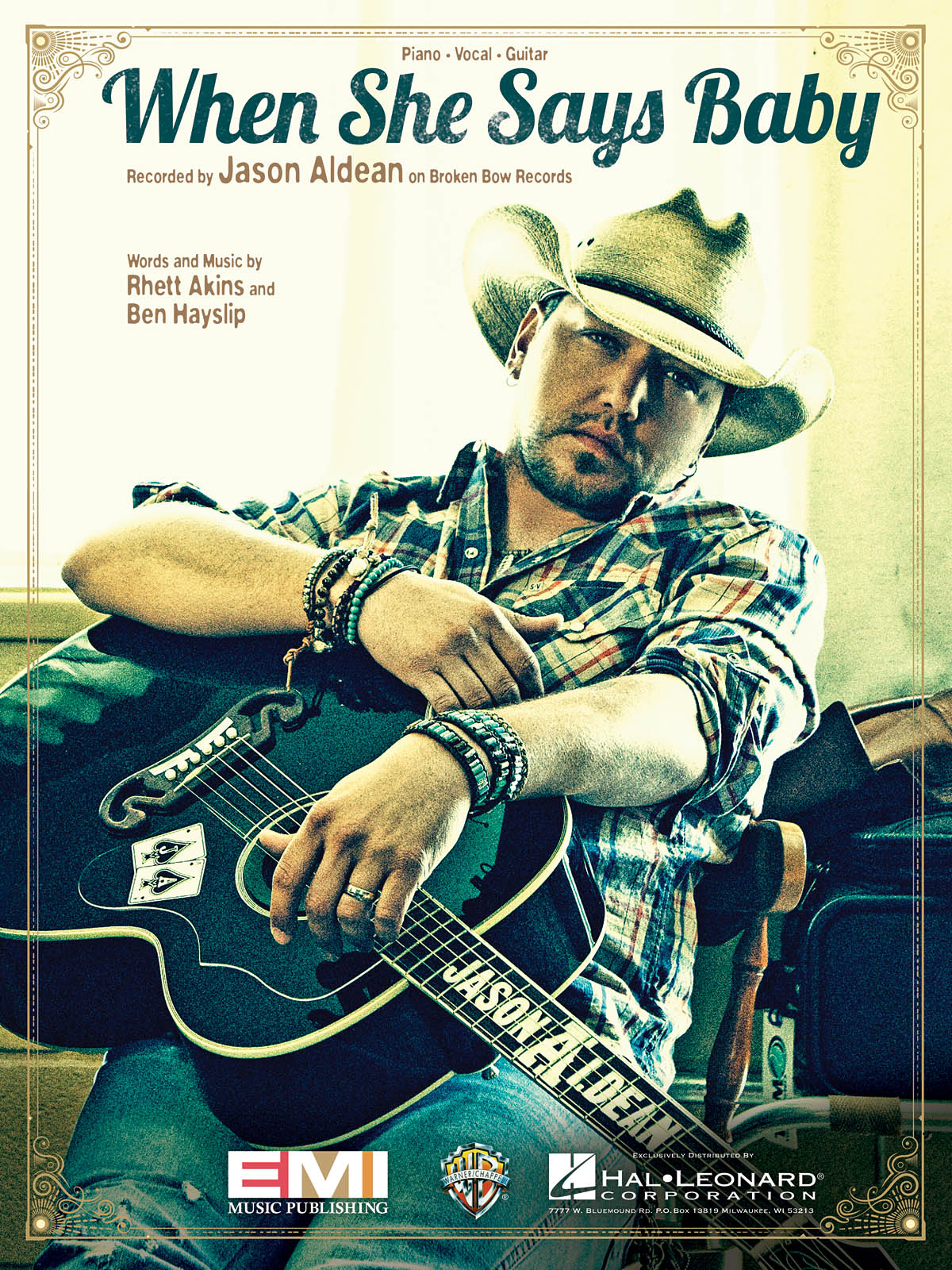Jason Aldean: When She Says Baby: Piano  Vocal and Guitar: Single Sheet