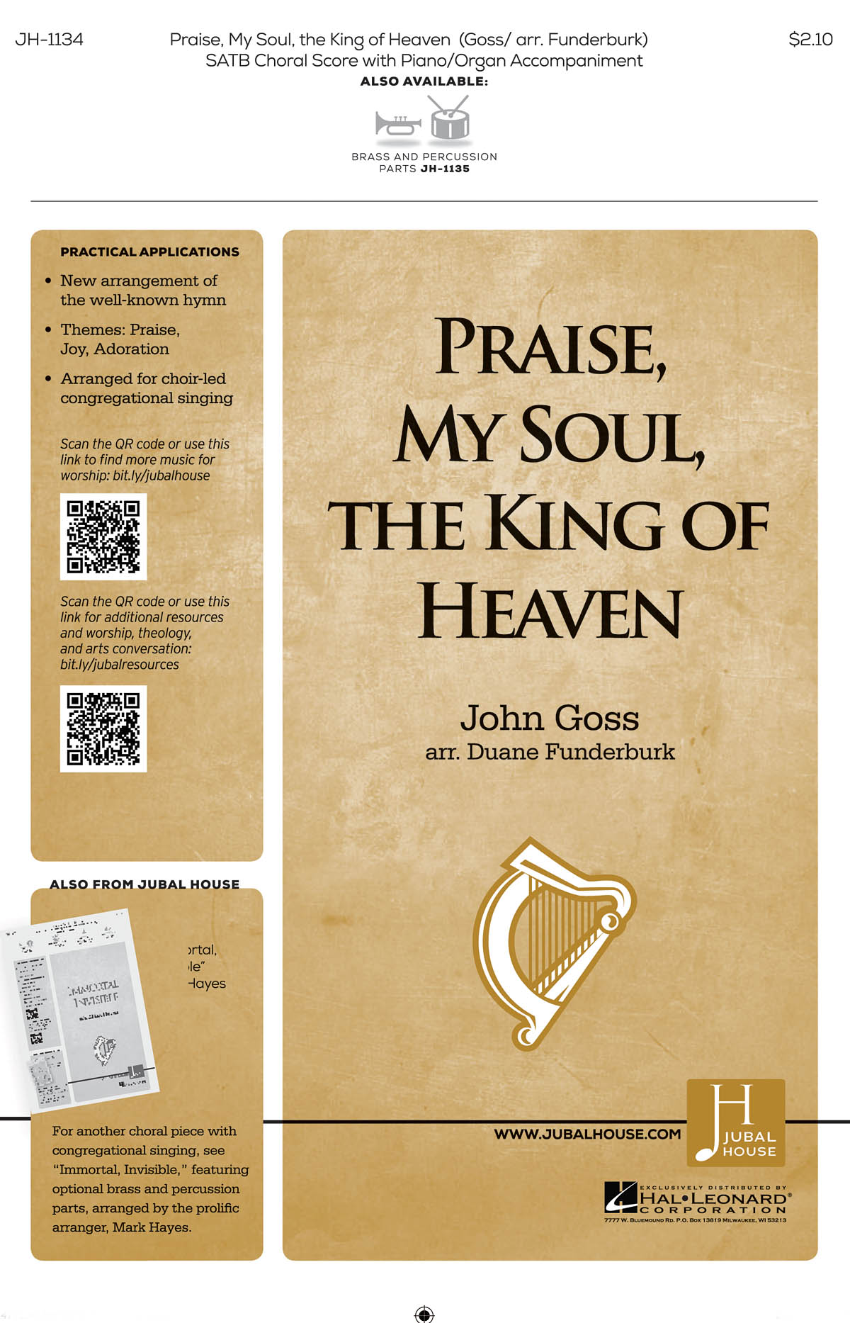 Henry Lyte: Praise  My Soul  the King of Heaven: Mixed Choir a Cappella: Vocal