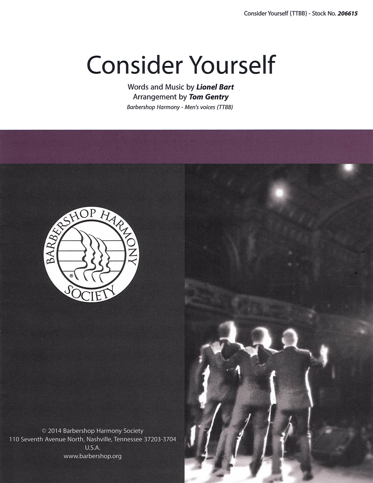 Lionel Bart: Consider Yourself: Lower Voices a Cappella: Vocal Score