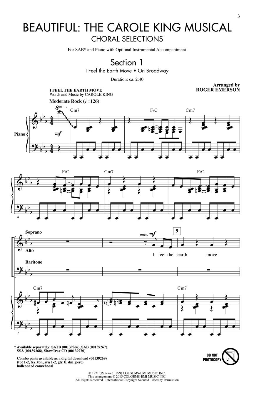Beautiful: The Carole King Musical: Mixed Choir a Cappella: Vocal Score