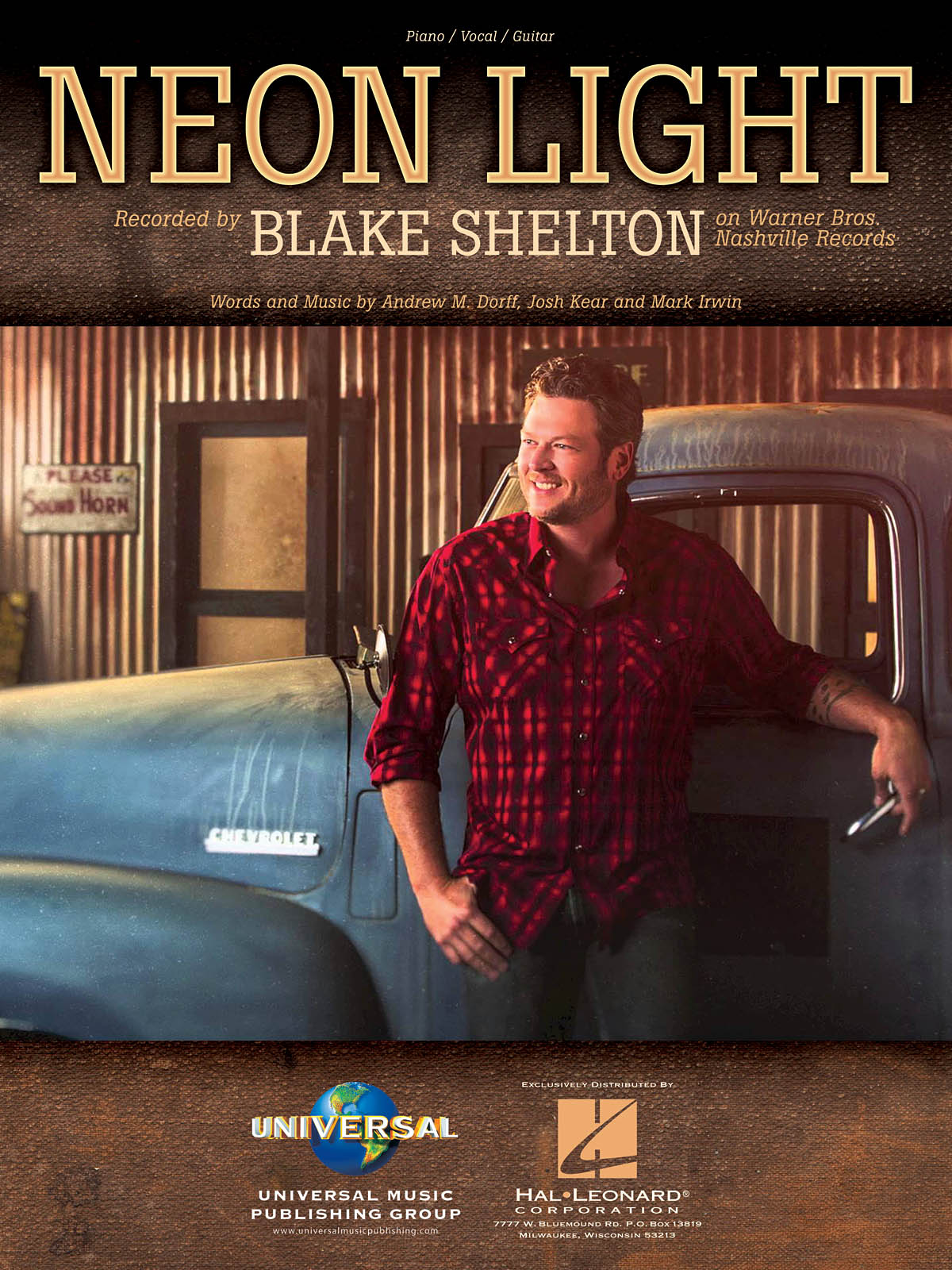 Blake Shelton: Neon Light: Vocal and Piano: Mixed Songbook