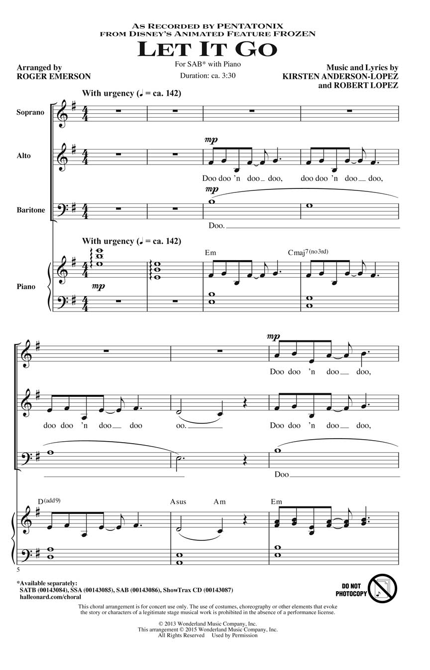 Pentatonix: Let It Go: Mixed Choir a Cappella: Vocal Score