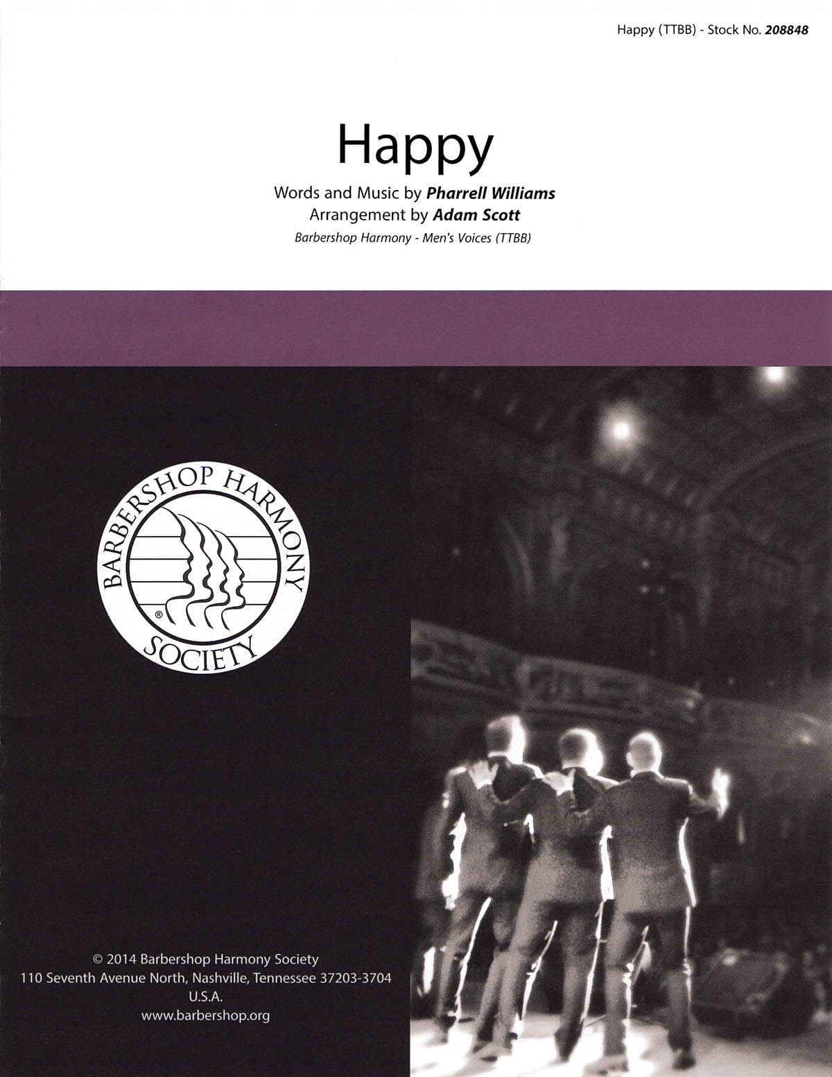 Pharrell Williams: Happy: Lower Voices a Cappella: Vocal Score
