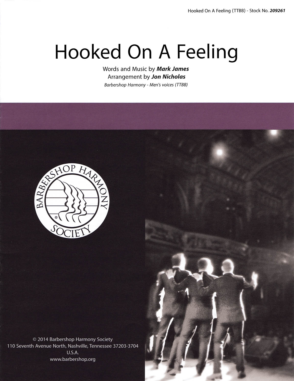 Hooked on a Feeling: Lower Voices a Cappella: Vocal Score