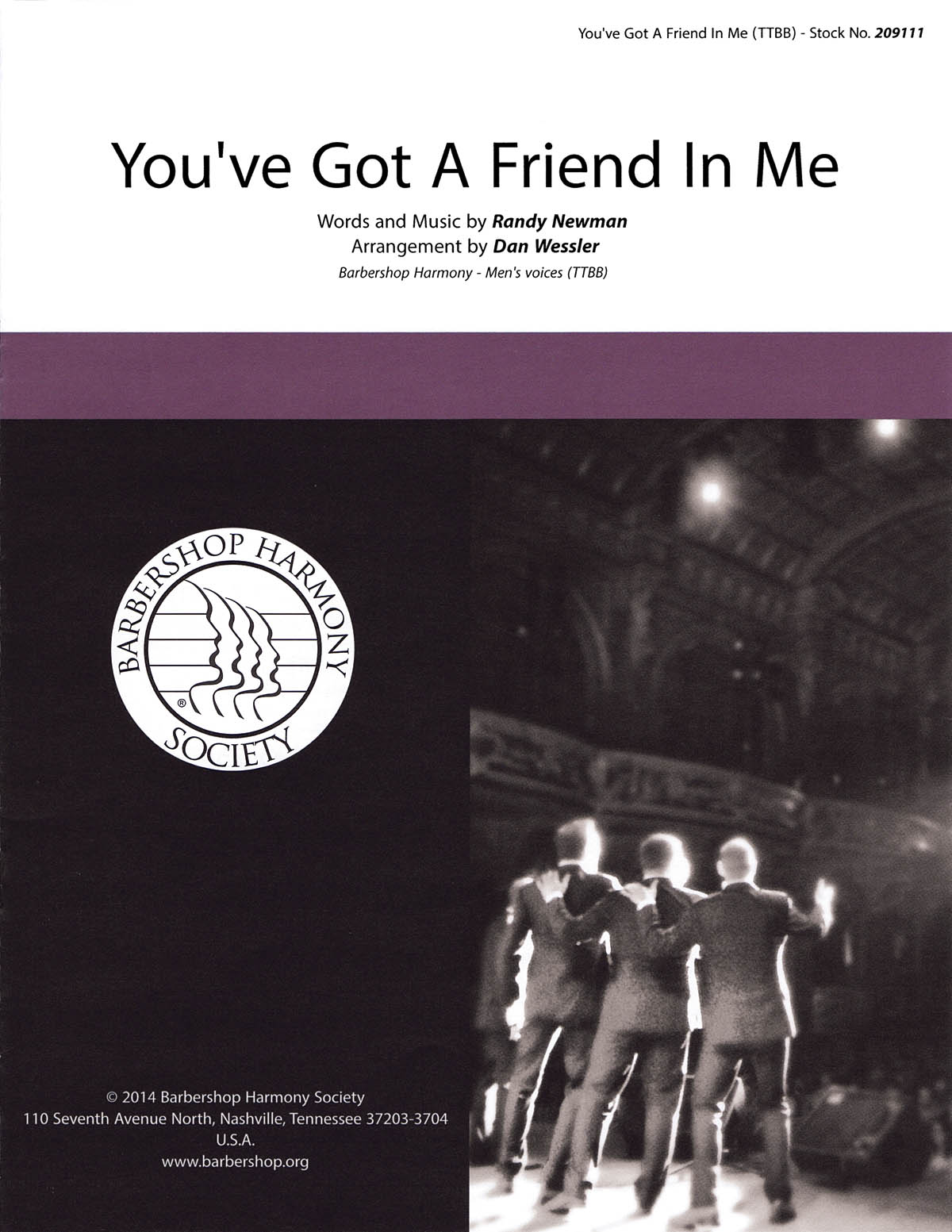 You've Got a Friend in Me: Lower Voices a Cappella: Vocal Score