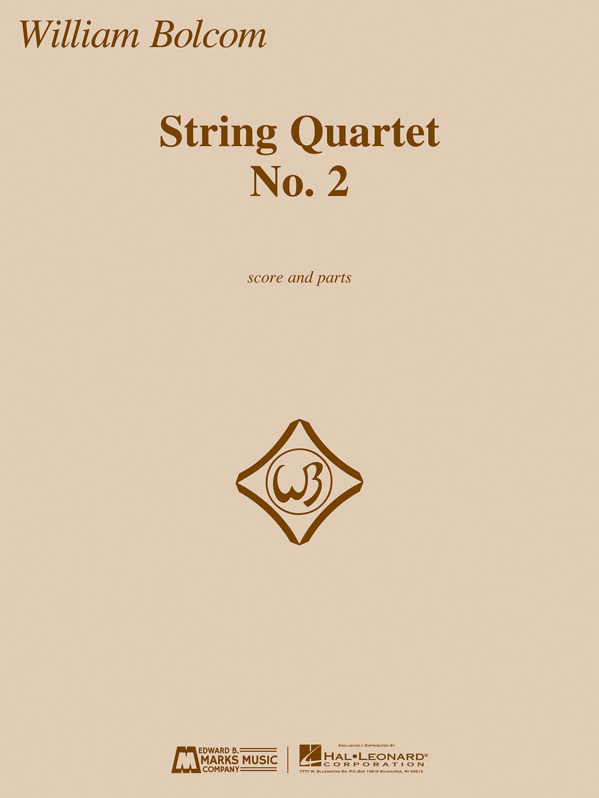 William Bolcom: String Quartet No. 2 - Score And Parts: String Quartet: Score &