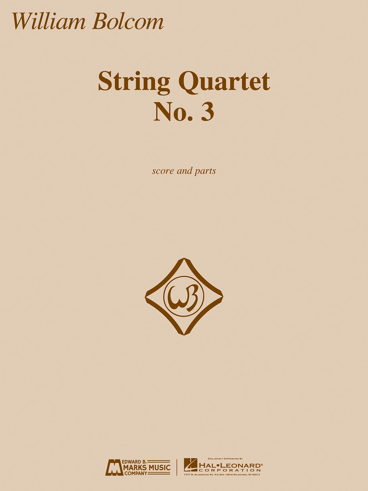 William Bolcom: String Quartet No. 3 - Score And Parts: String Quartet: Score &