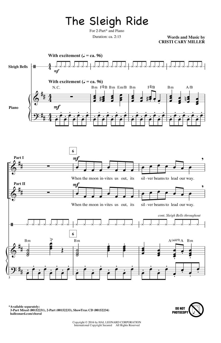Cary Cristi Miller: The Sleigh Ride: Mixed Choir a Cappella: Vocal Score