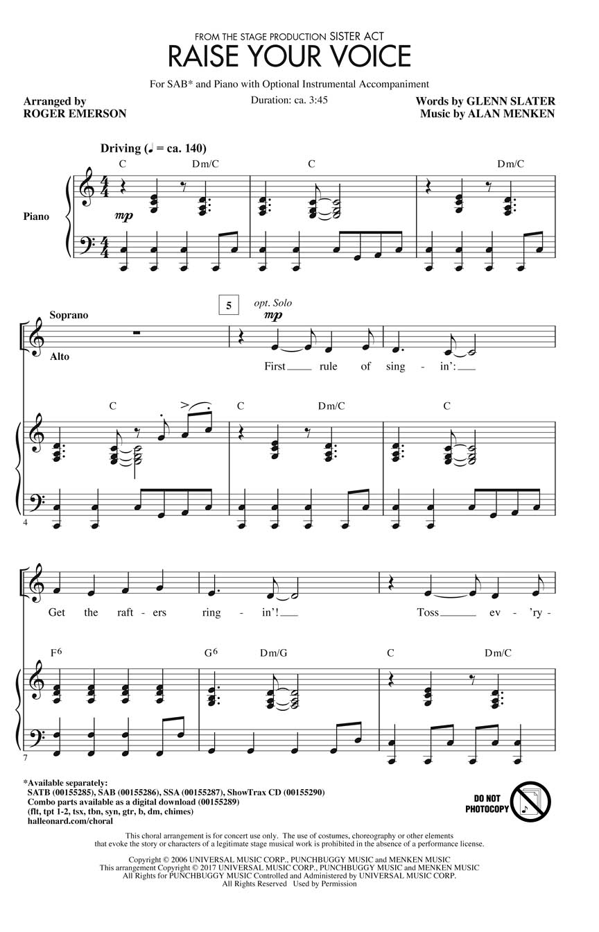 Alan Menken: Raise Your Voice: Mixed Choir a Cappella: Vocal Score