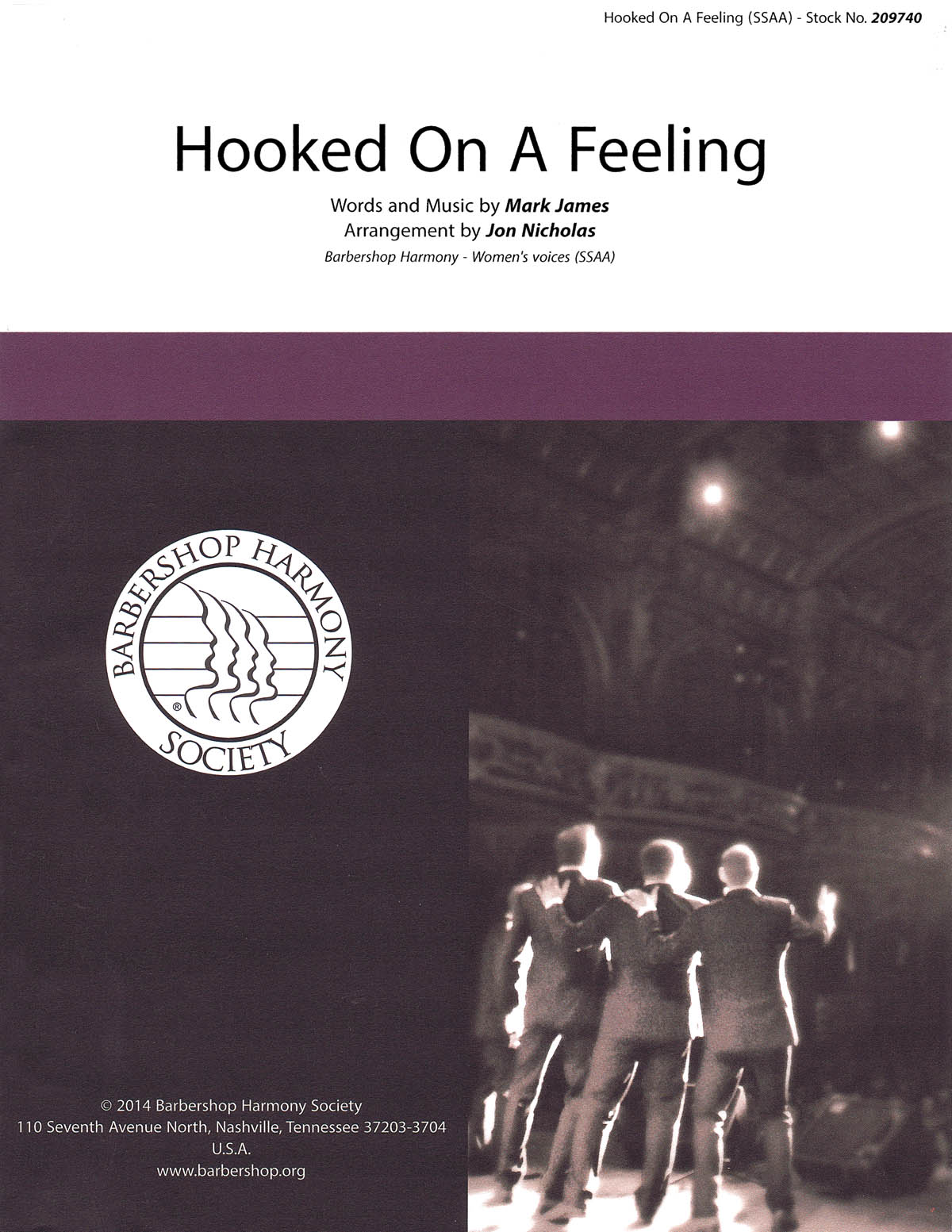 Hooked on a Feeling: Upper Voices a Cappella: Vocal Score