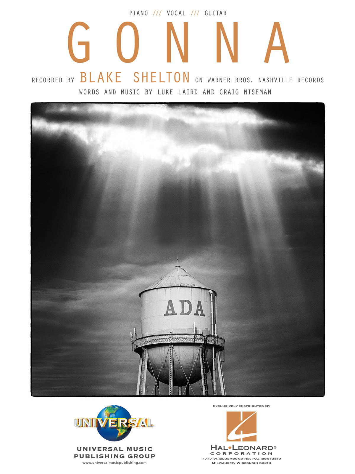 Blake Shelton: Gonna: Vocal and Piano: Single Sheet