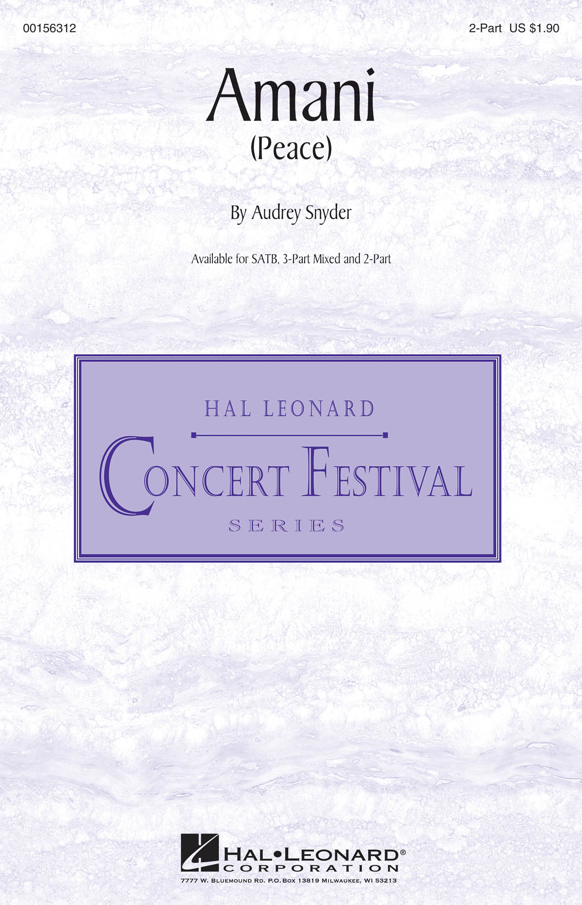 Audrey Snyder: Amani: Mixed Choir a Cappella: Vocal Score