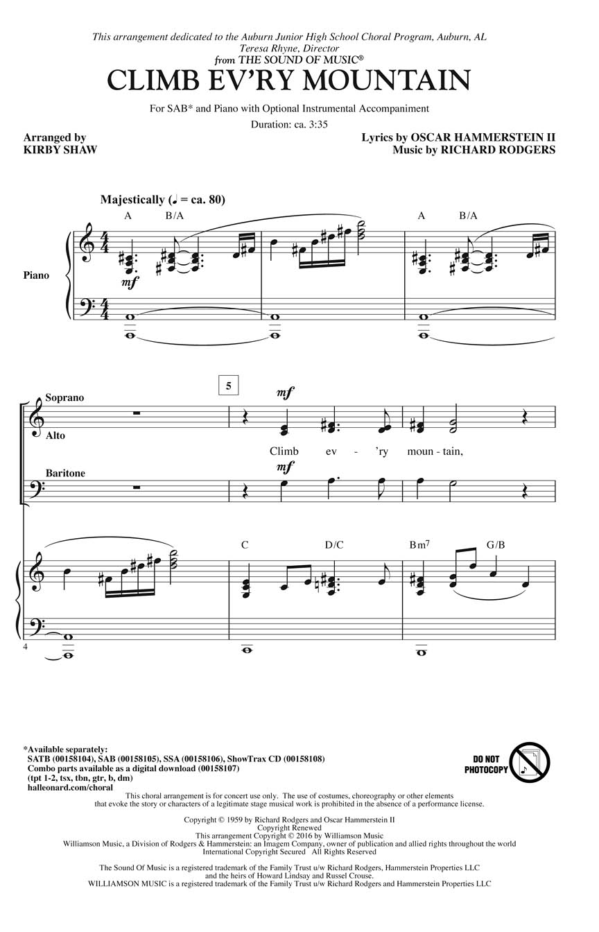 Climb Ev'ry Mountain: Mixed Choir a Cappella: Vocal Score
