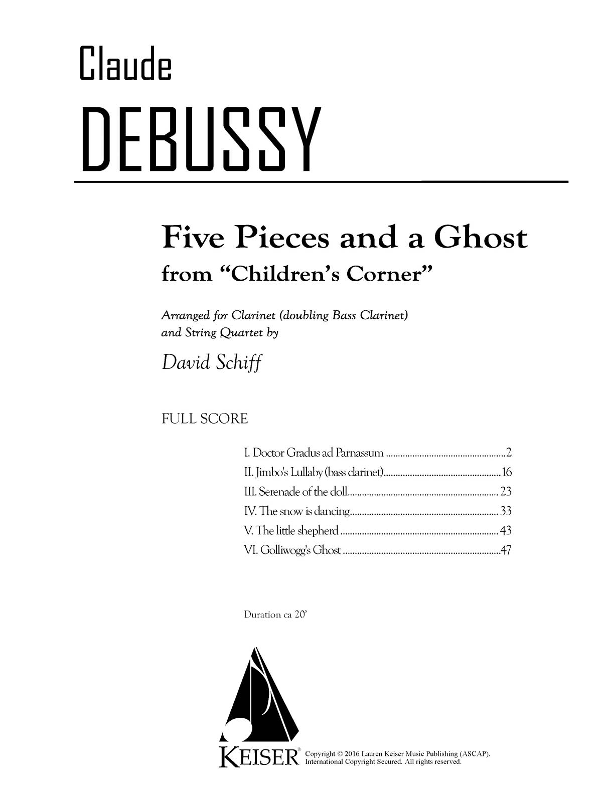 5 Pieces and a Ghost from Children's Corner: Chamber Ensemble: Score