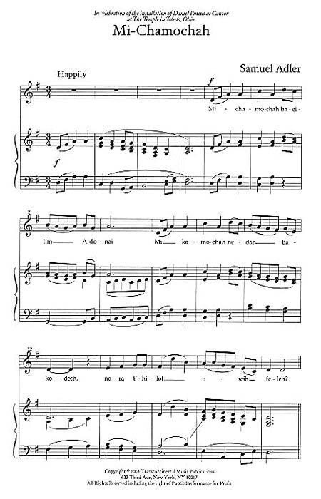 Samuel Adler: Three Liturgical Settings: Mixed Choir a Cappella: Vocal Score