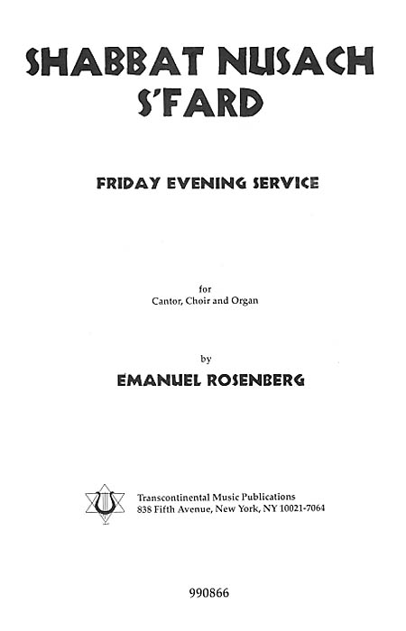 Emanuel Rosenberg: Shabbat Nusach S'Fard (Collection): Mixed Choir a Cappella: