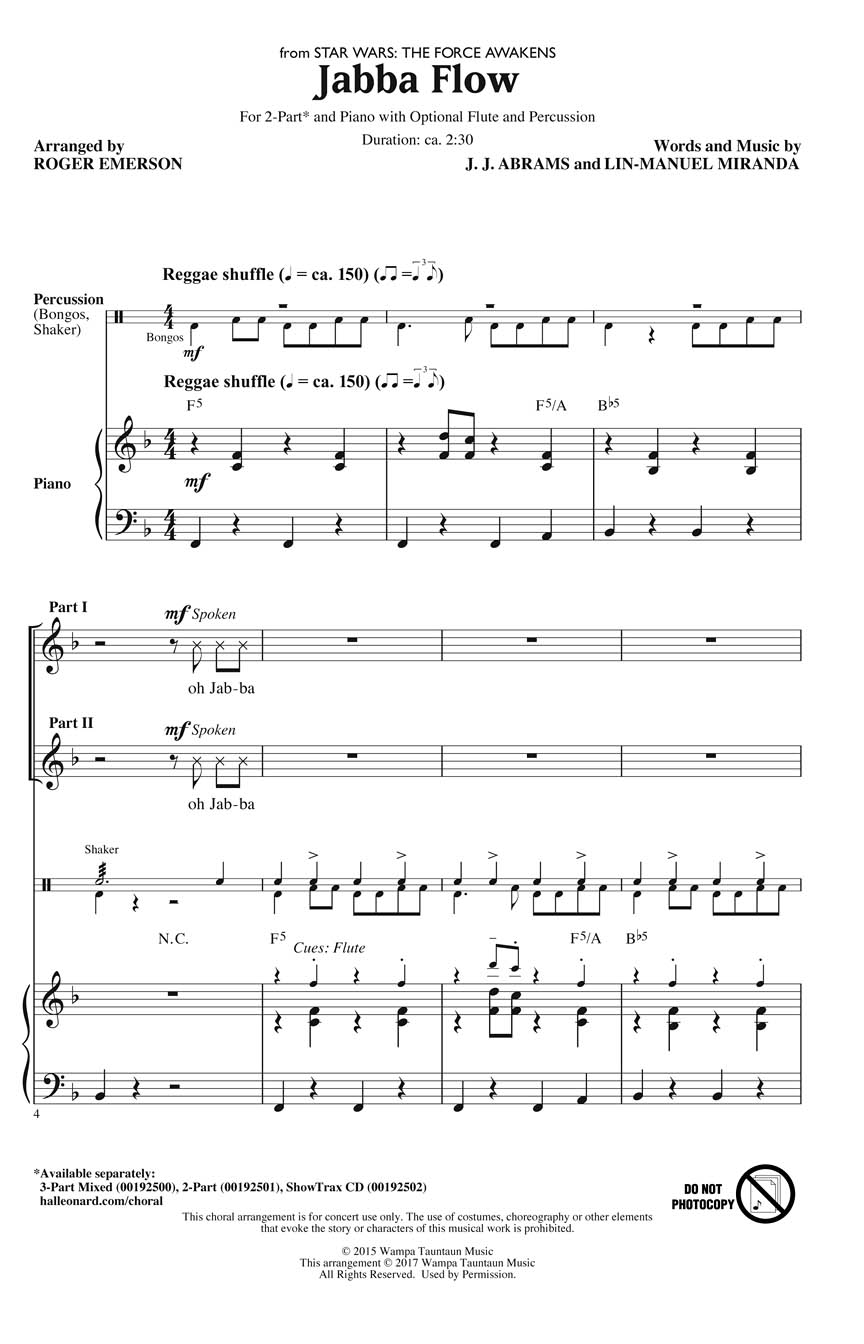 John Williams: Jabba Flow: Mixed Choir a Cappella: Vocal Score