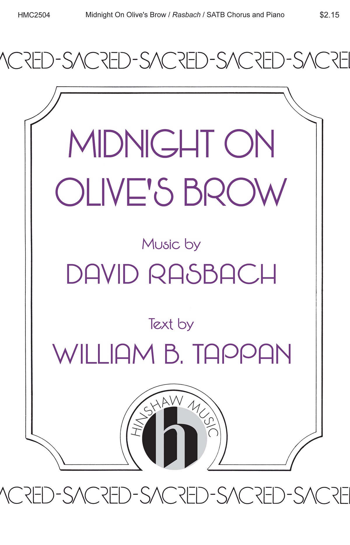 David Rasbach: Midnight on Olive's Brow: Mixed Choir a Cappella: Vocal Score