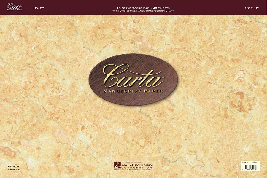 Carta Manuscript Paper No. 27 - Professional: Manuscript Paper: Manuscript