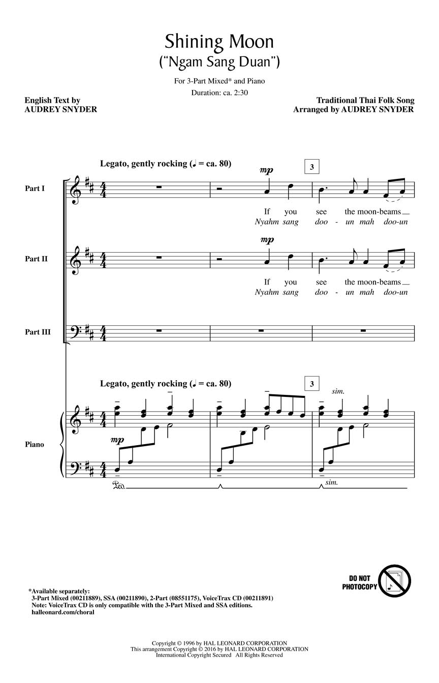 Shining Moon: Mixed Choir A Cappella: Choral Score
