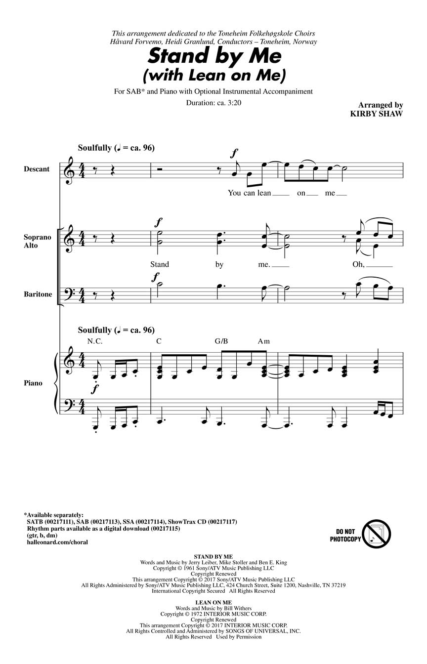 Stand By Me: Mixed Choir a Cappella: Vocal Score