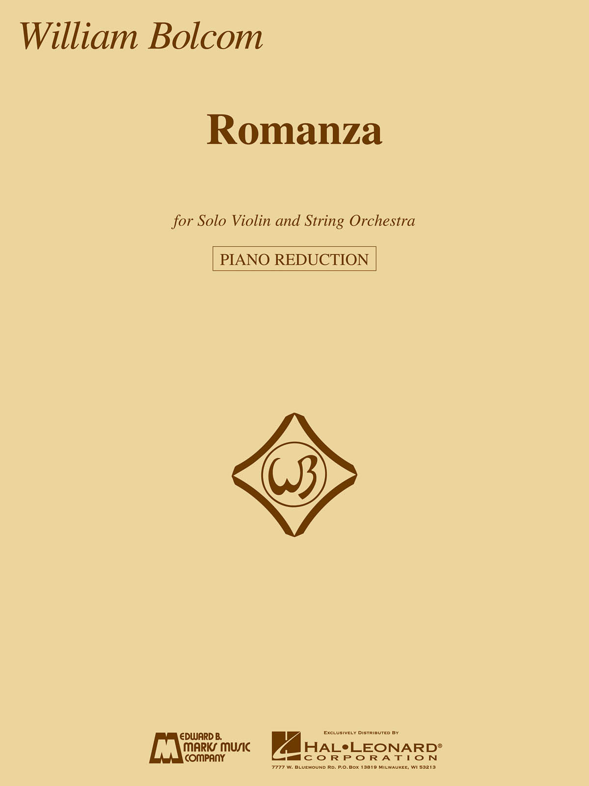 William Bolcom: Romanza: Violin and Accomp.: Score and Parts