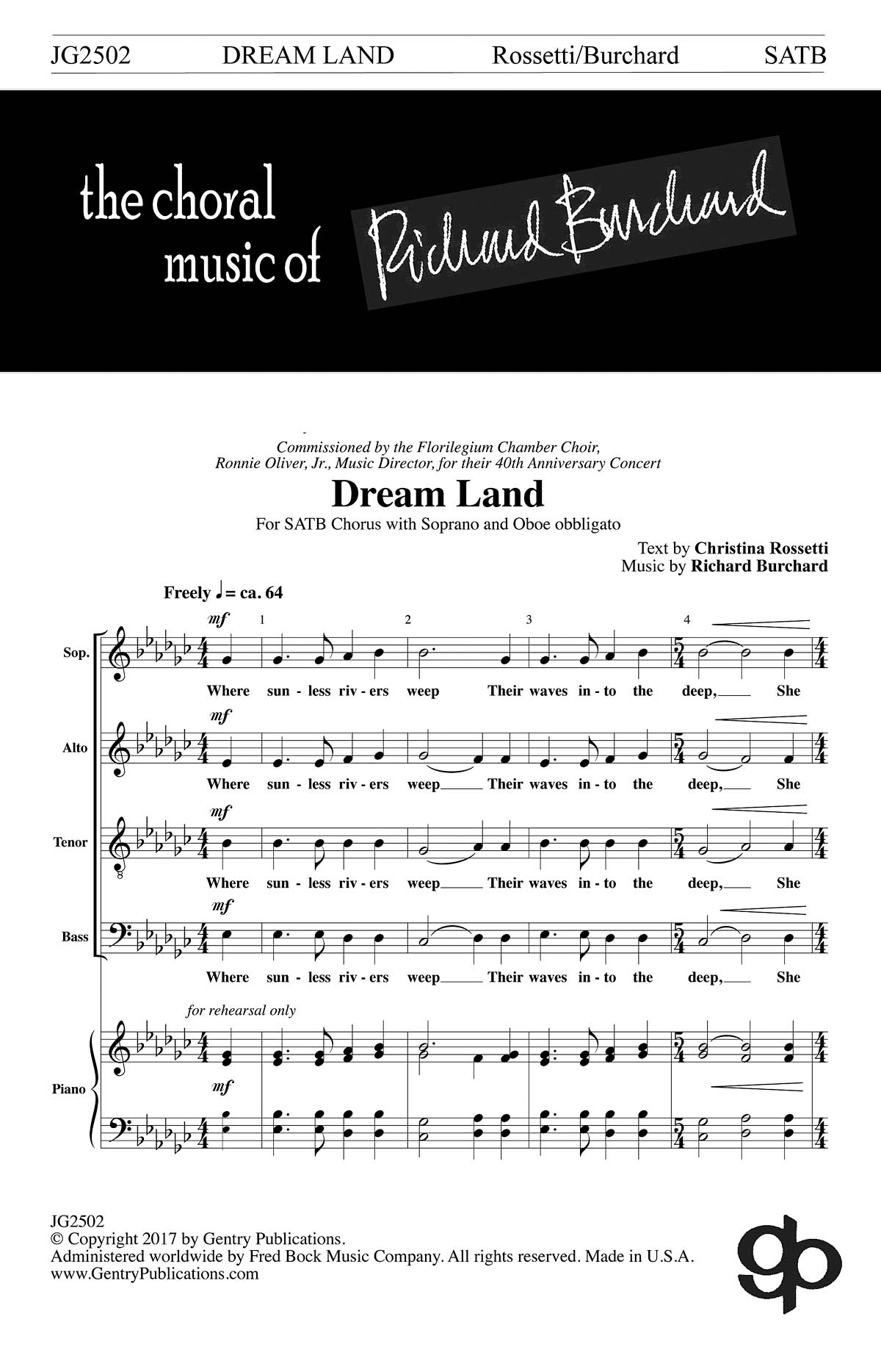 Richard Burchard: Dream Land: Mixed Choir a Cappella: Vocal Score