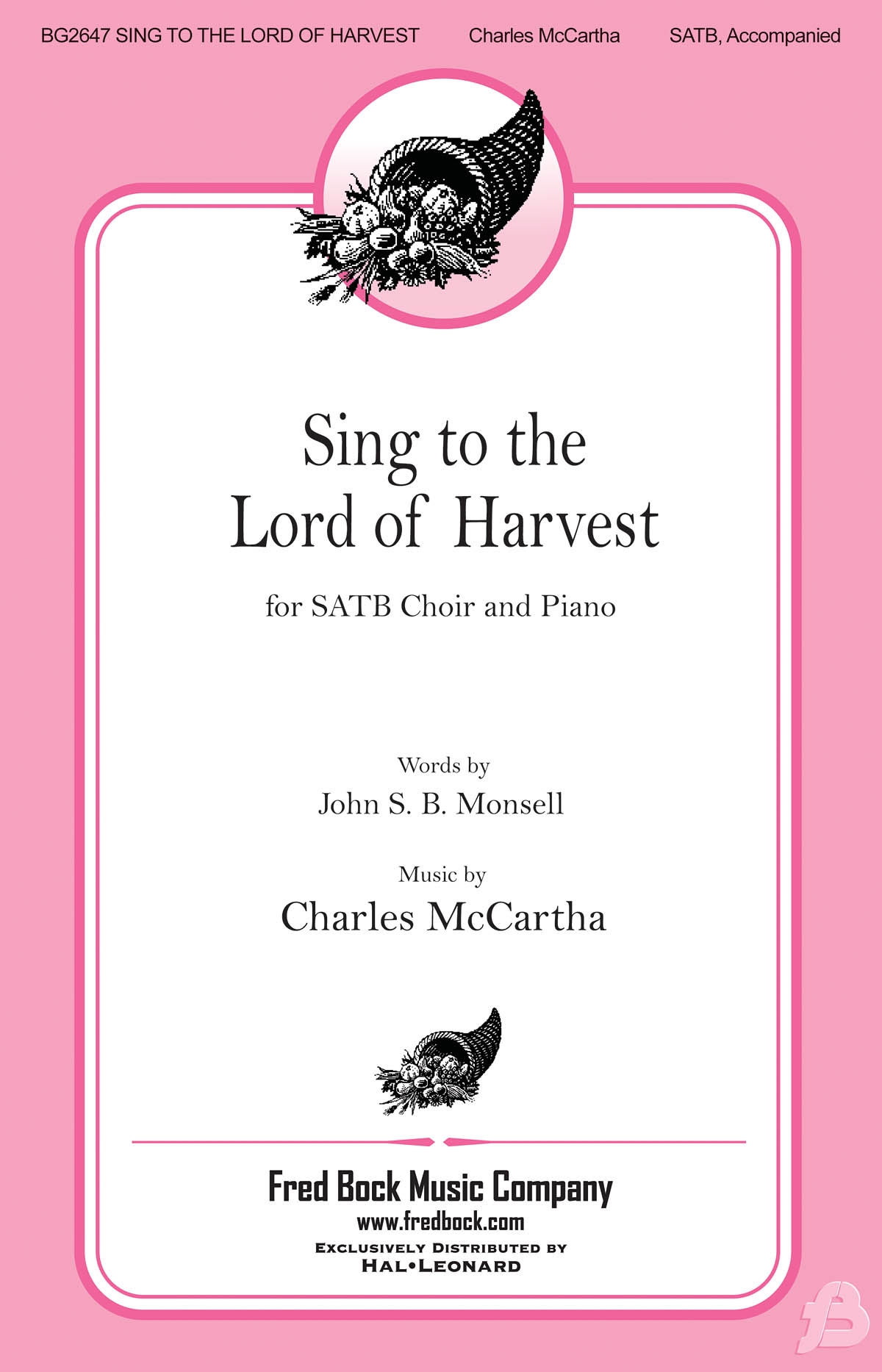 Charles McCartha: Sing to the Lord of Harvest: Mixed Choir a Cappella: Vocal