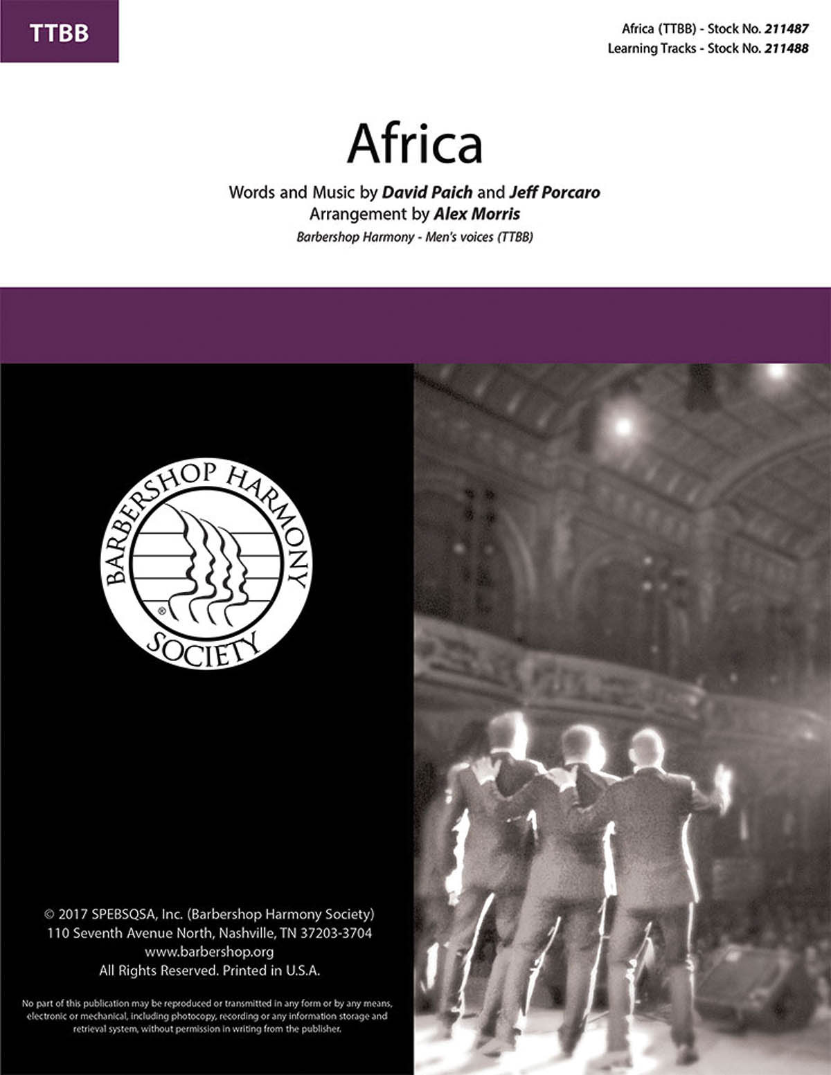 David Paich Jeff Porcaro: Africa: Lower Voices a Cappella: Vocal Score