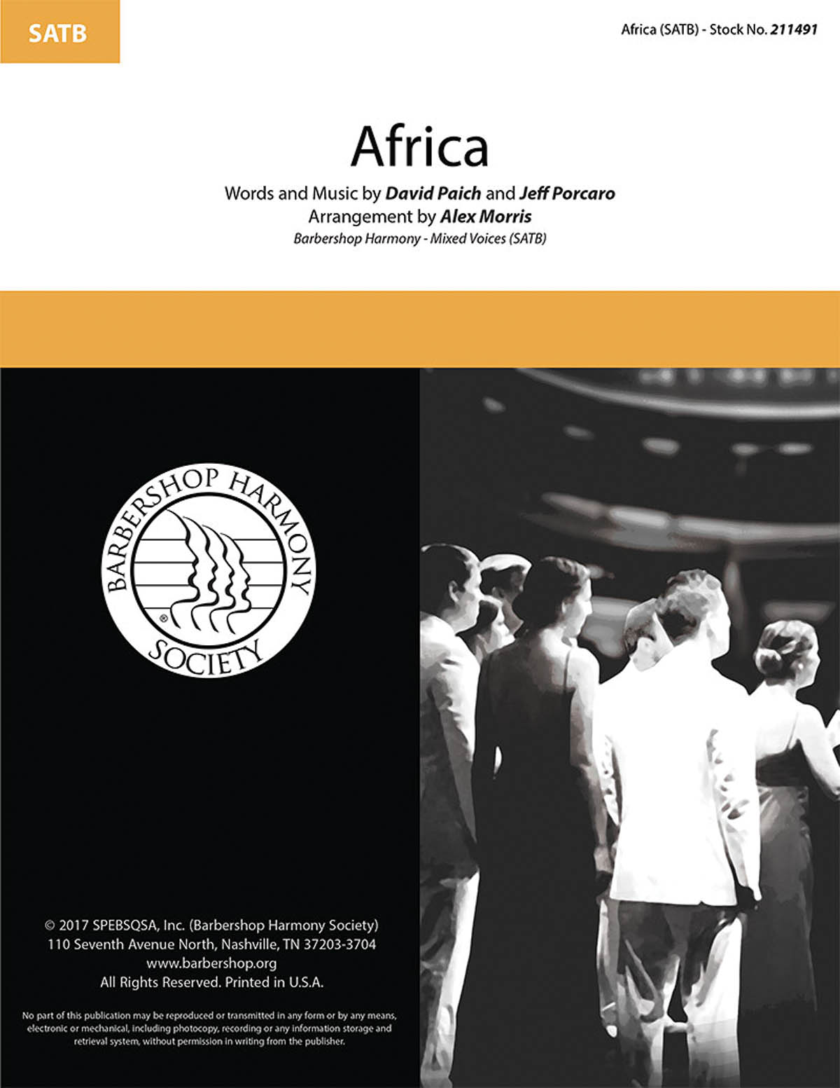 David Paich Jeff Porcaro: Africa: Mixed Choir a Cappella: Vocal Score