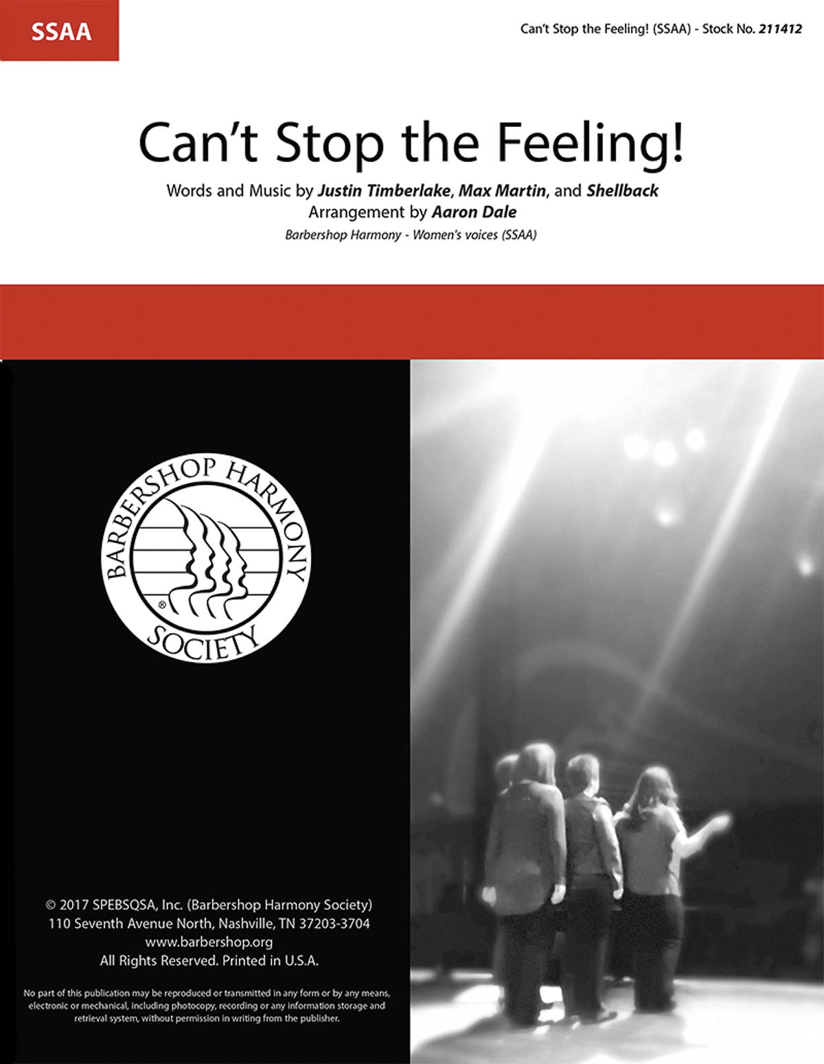 Justin Timberlake Max Martin  Shellback: Can't Stop the Feeling!: Upper Voices a