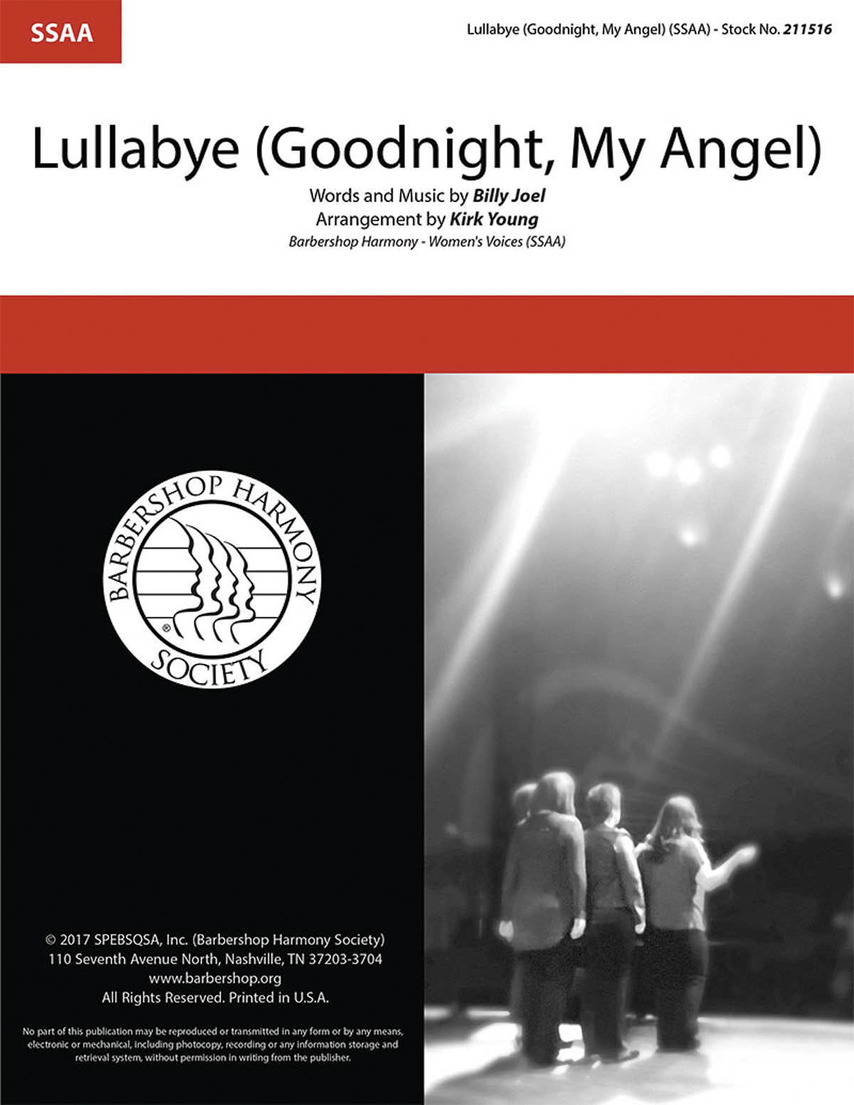 Billy Joel: Lullabye (Goodnight  My Angel): Upper Voices a Cappella: Vocal Score