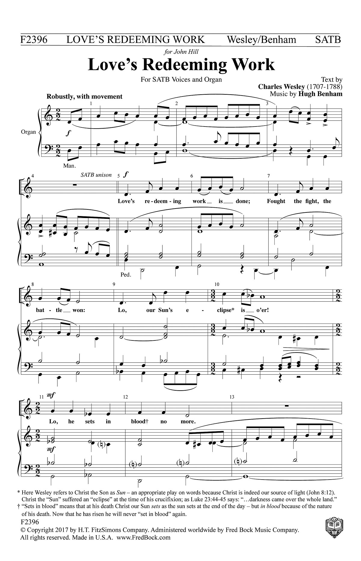 Hugh Benham: Love's Redeeming Work Is Done: Mixed Choir a Cappella: Vocal Score