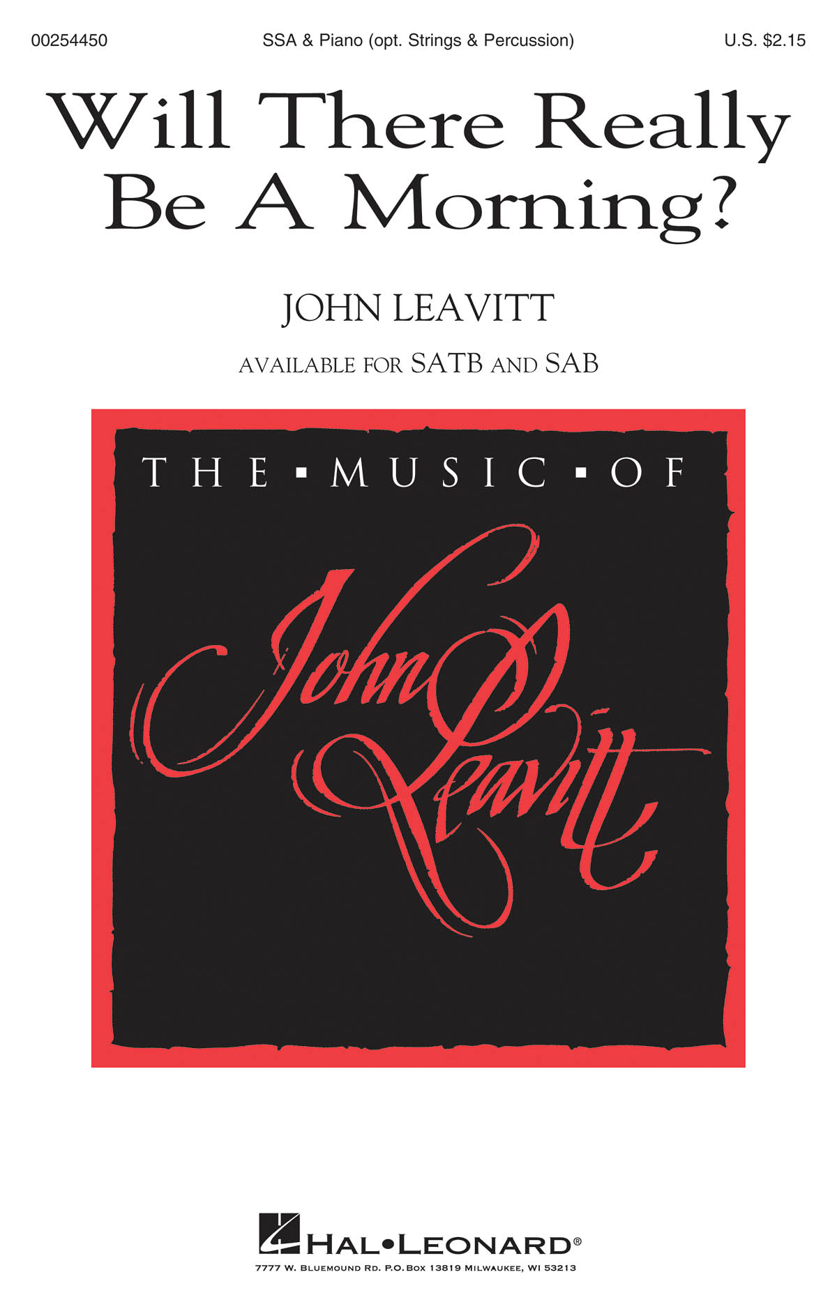 John Leavitt: Will There Really Be a Morning?: Upper Voices a Cappella: Vocal