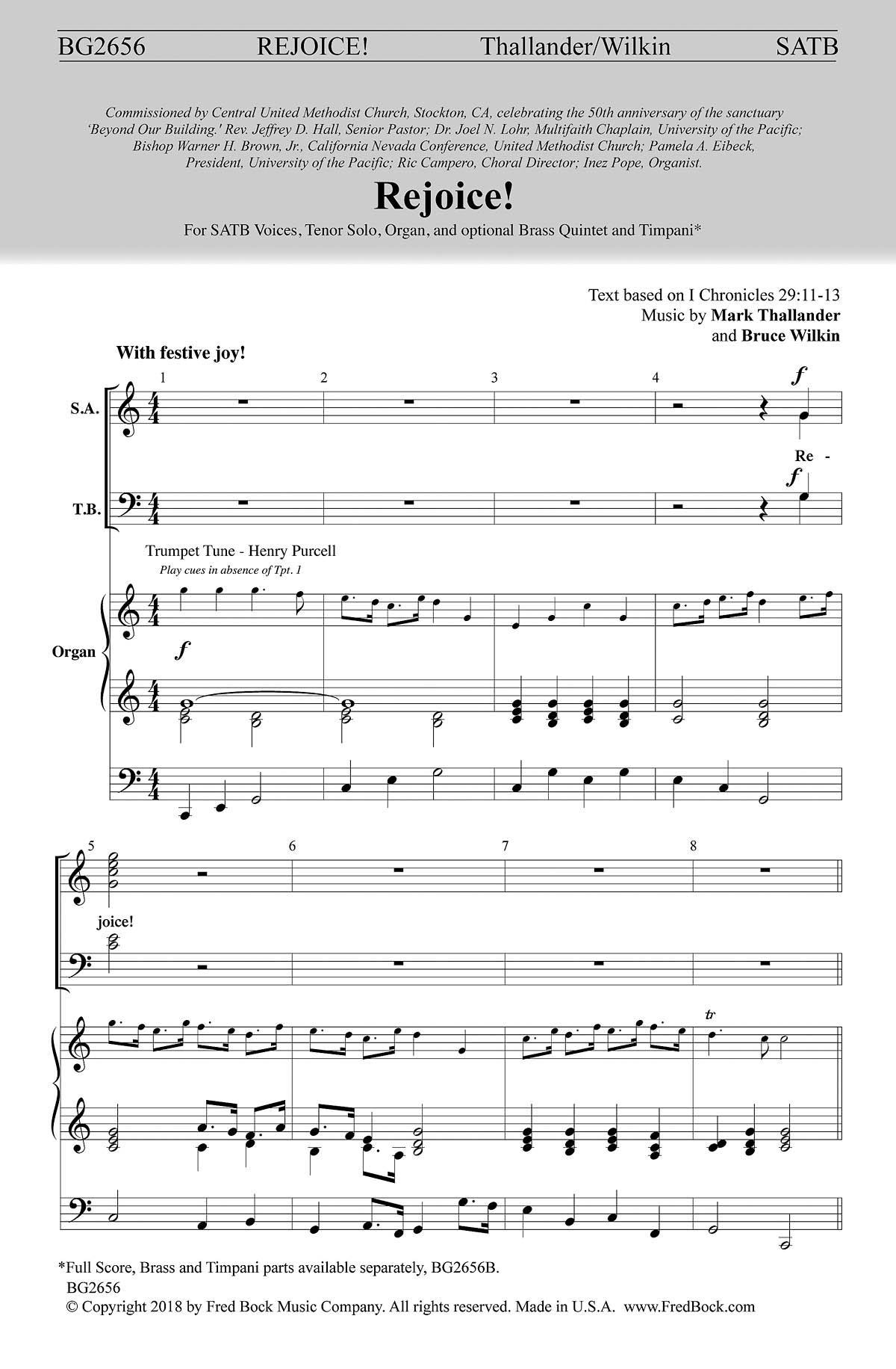 Bruce Wilkin Mark Thallander: Rejoice: Mixed Choir a Cappella: Vocal Score