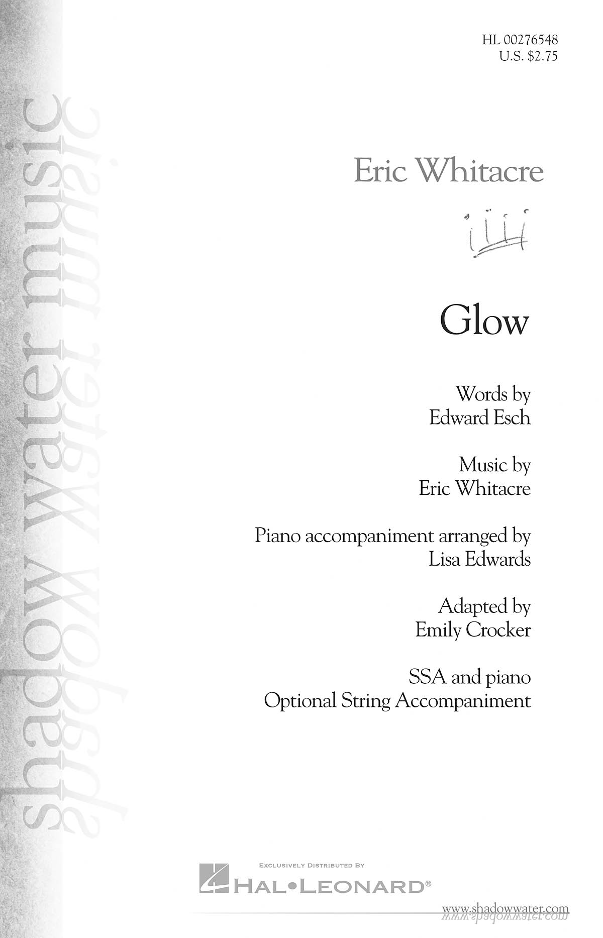 Eric Whitacre: Glow: Upper Voices a Cappella: Vocal Score