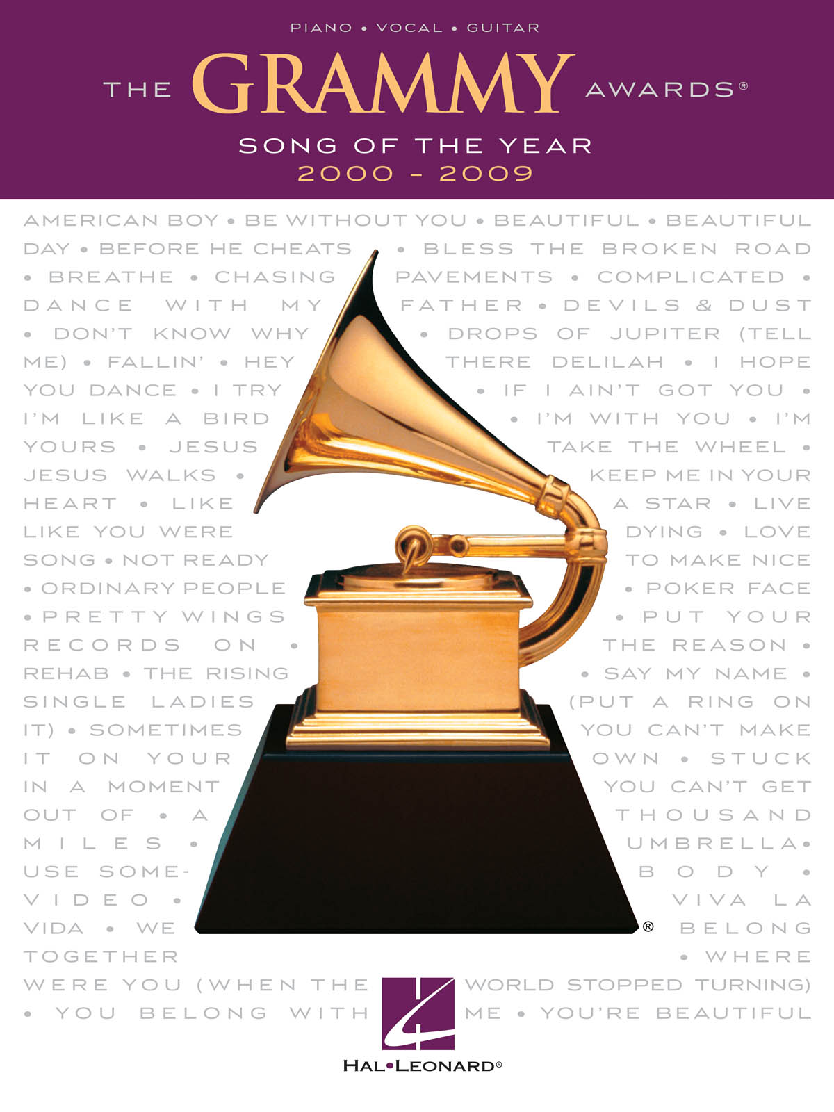 The Grammy Awards Song of the Year 2000 - 2009: Piano  Vocal and Guitar: Mixed