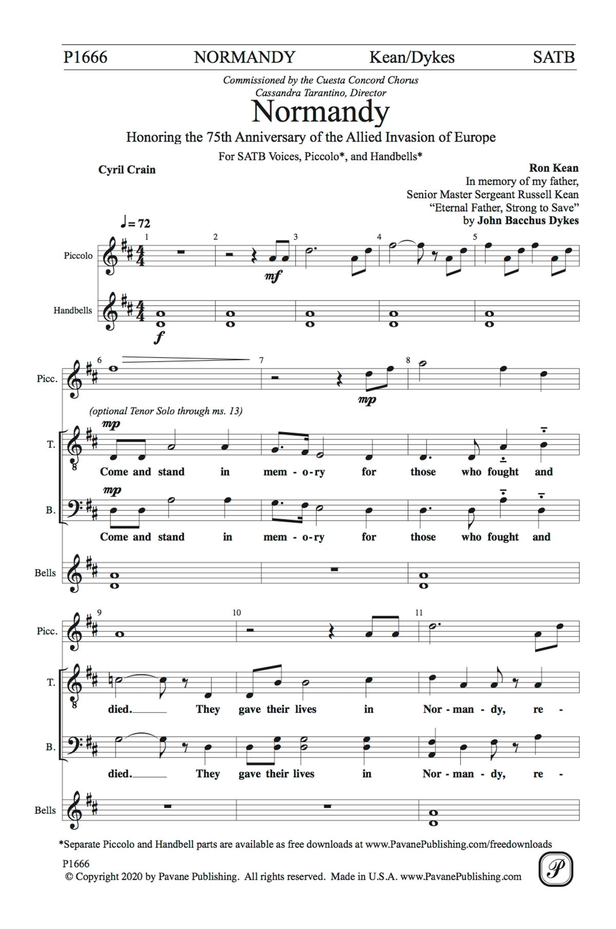 Ron Kean: Normandy: Mixed Choir a Cappella: Vocal Score