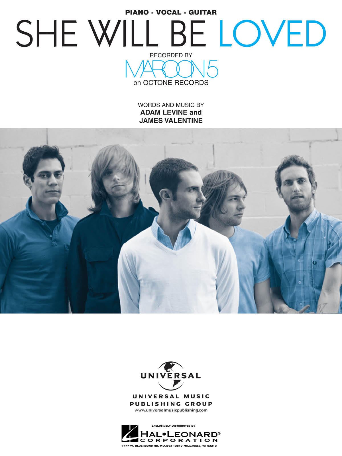 Maroon 5: She Will Be Loved: Piano  Vocal and Guitar: Mixed Songbook