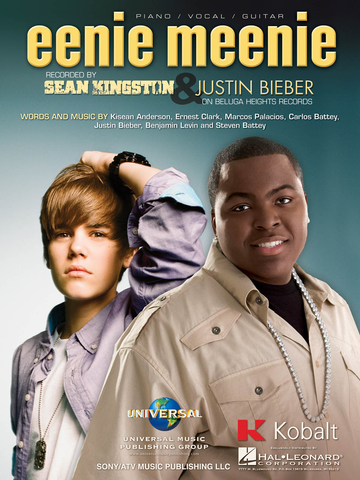 Sean Kingston Justin Bieber: Eenie Meenie: Vocal and Piano: Single Sheet