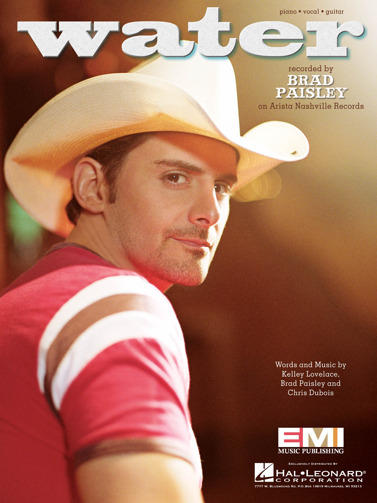 Brad Paisley: Water: Piano  Vocal and Guitar: Mixed Songbook