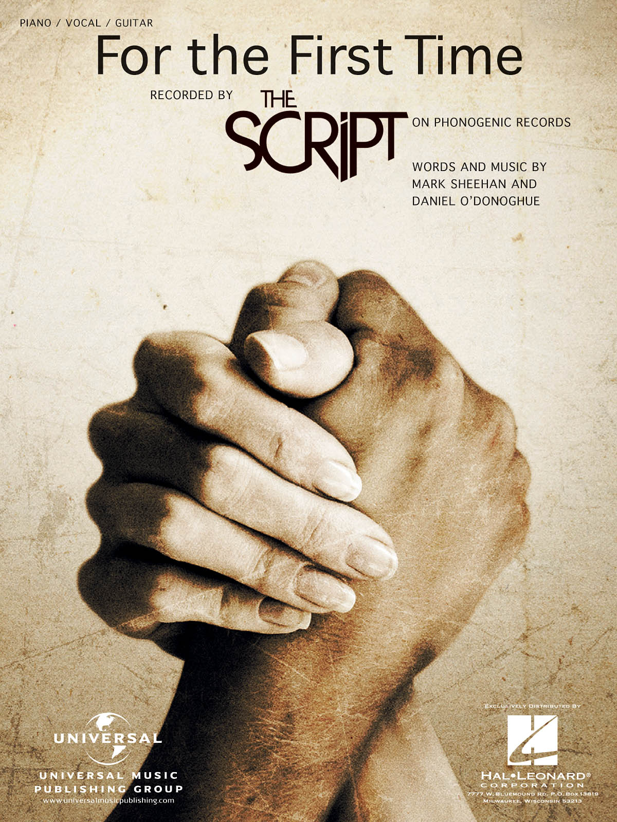 The Script: For the First Time: Piano  Vocal and Guitar: Single Sheet