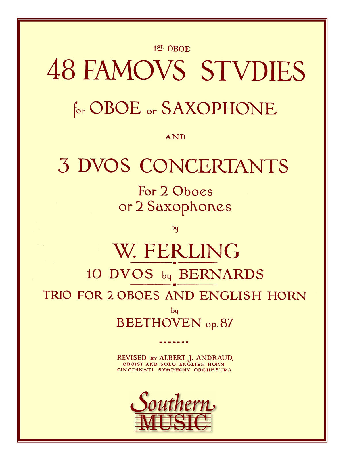 Franz Wilhelm Ferling: 48 Famous Studies  (1st and 3rd Part): Oboe Solo: