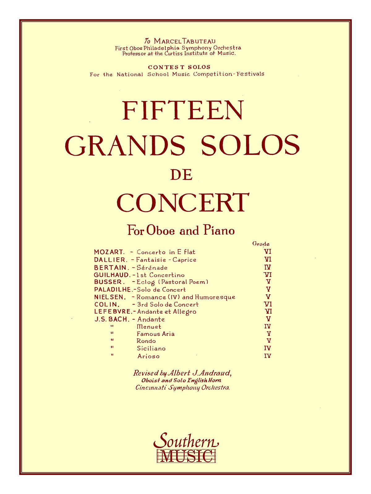 15 Grands Solos de Concert: Oboe Solo: Instrumental Album