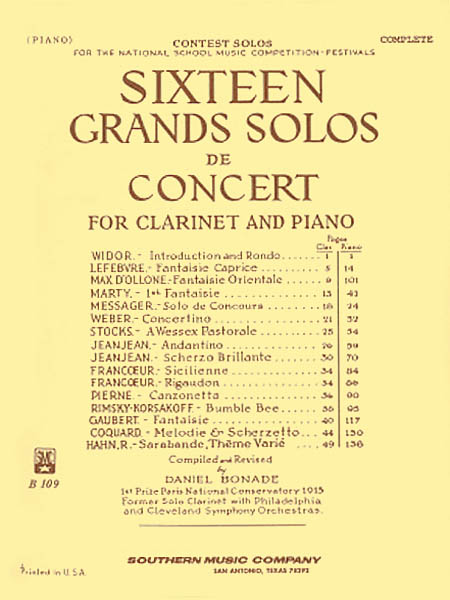 16 Grand Solos de Concert: Clarinet and Accomp.: Full Score